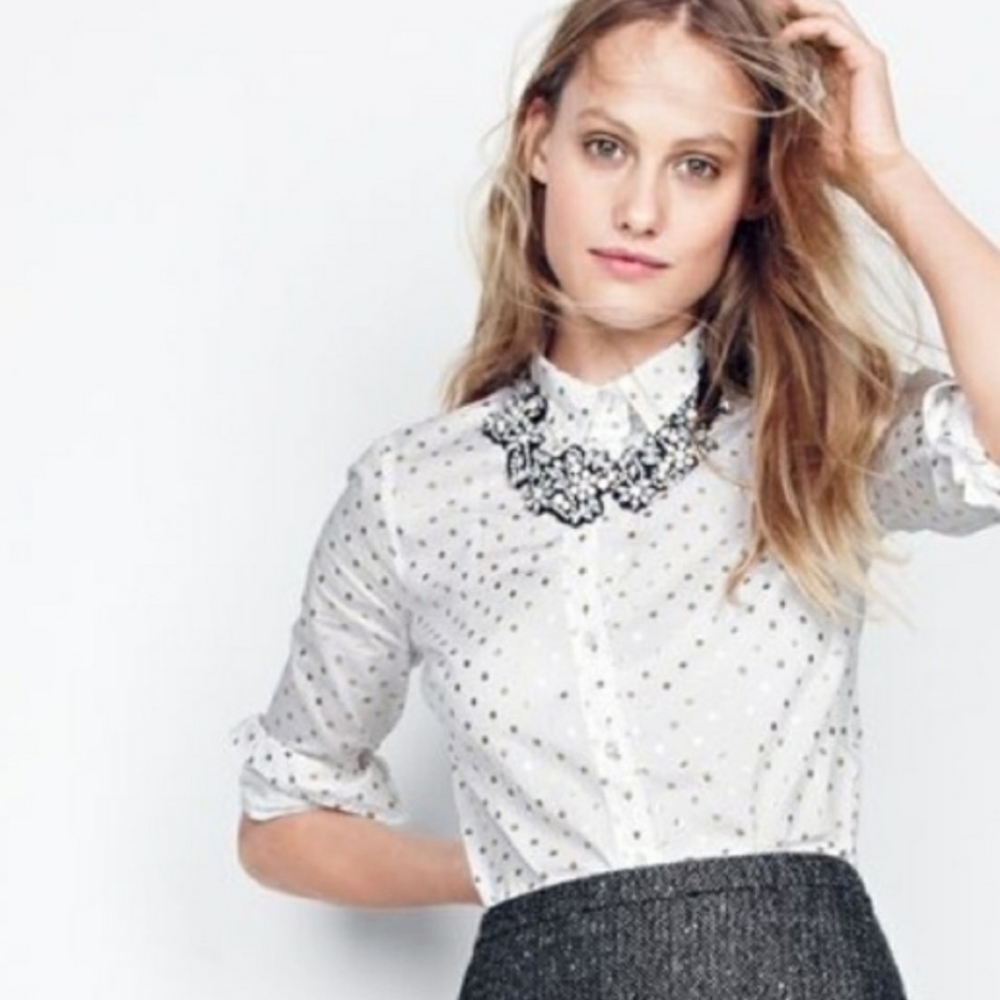 J. Crew gold foil dot perfect button-up